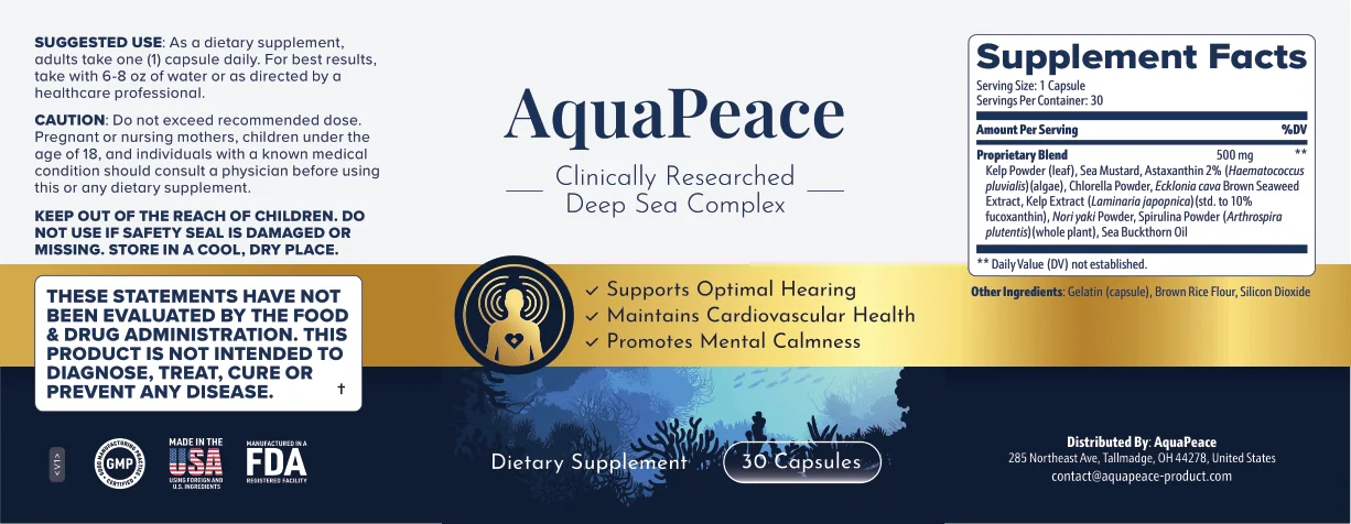 AquaPeace Product Label
